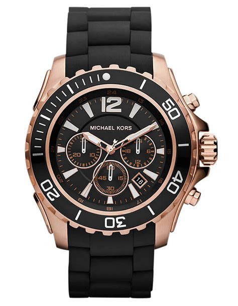 black silicone michael kors watch|Michael Kors black chronograph watch.